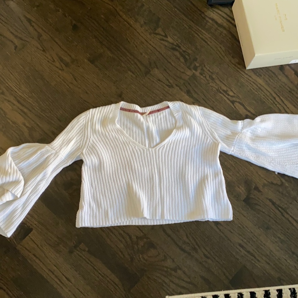 FreePeople cropped white bell sleeve sweater